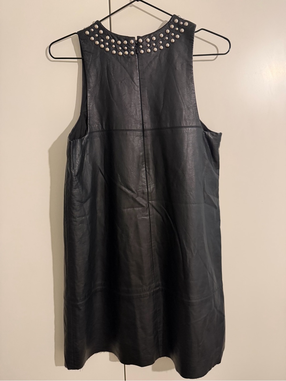 H&M limited edition Black Stud-Trim Sleeveless leatherette Mini Dress -8 - Picture 4 of 6